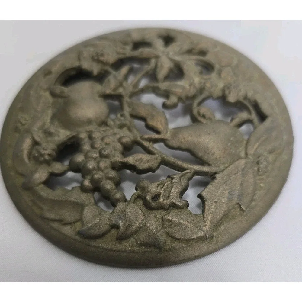 Vintage Metal Candle Jar Lid Fruit Design
